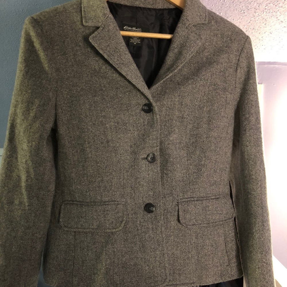 Eddie Bauer Wool-Blend Herringbone Blazer